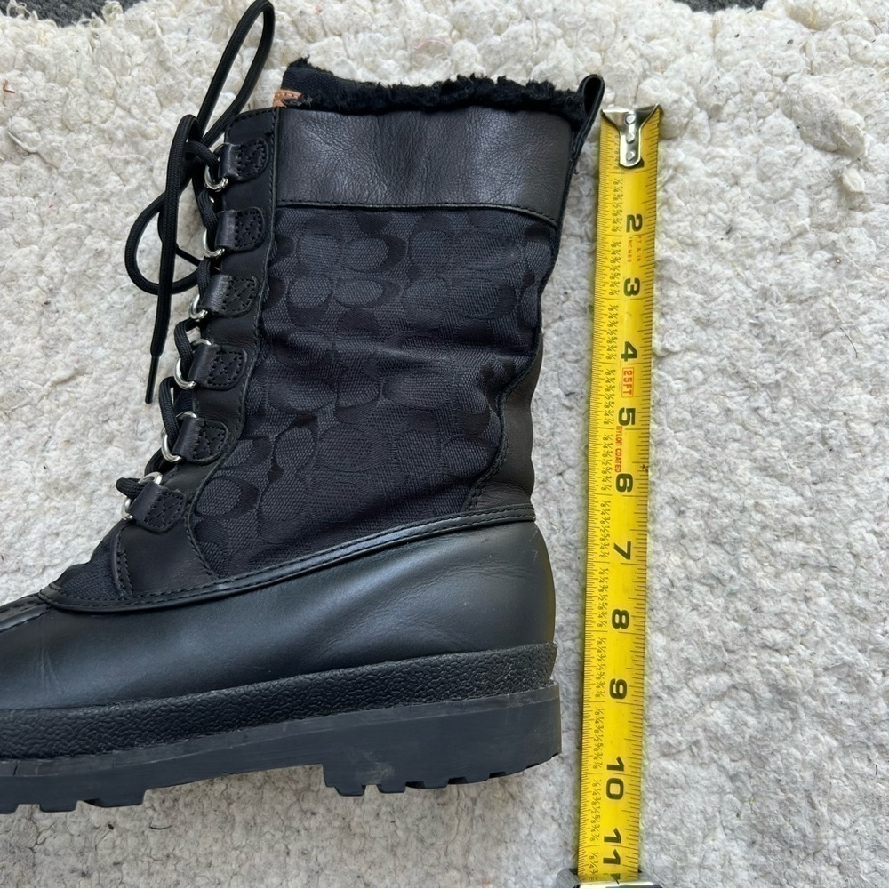 COACH Laura Black Signature Leather/Rubber Silver Hardwear Boots Lace Up Size 7 - Picture 12 of 16